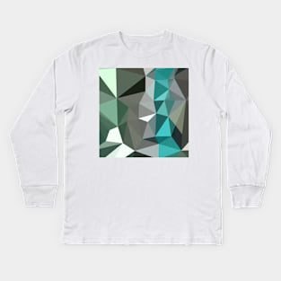 Persian Green Abstract Low Polygon Background Kids Long Sleeve T-Shirt